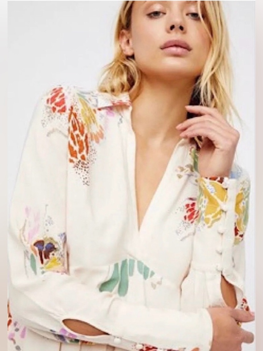 Free People Field of Butterflies 🦋 Hi-Lo Tunic Top in Ivory XS